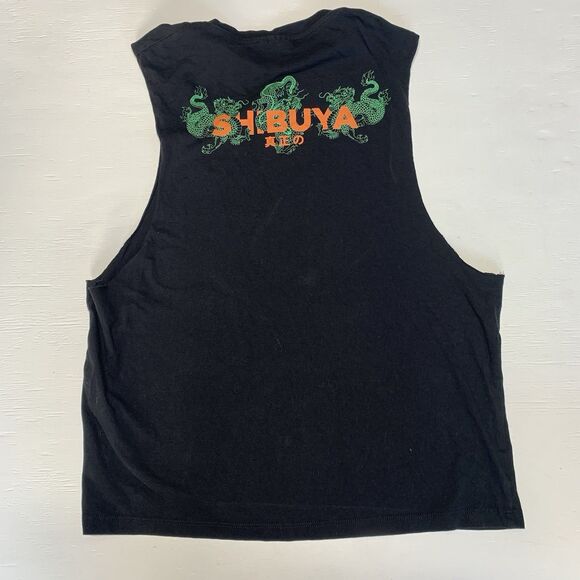 ASOS DESIGN Relaxed Fit Tank Black SHIBUYA Souvenir City Print Sz M - Picture 2 of 8